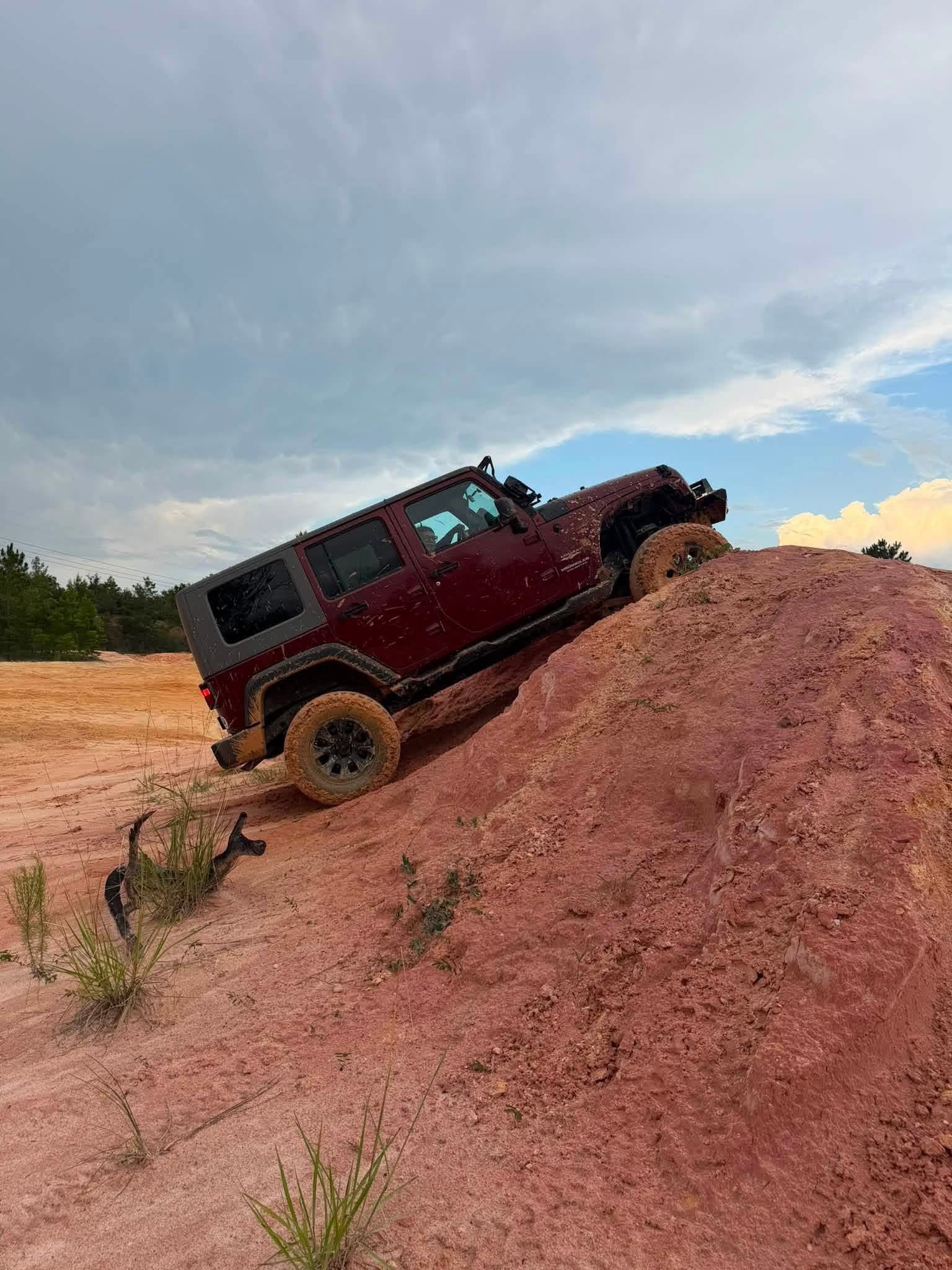 Jeeps parked at a trail meetup